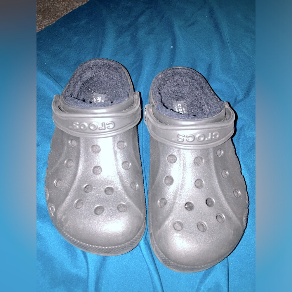 Black Fuzzy Crocs